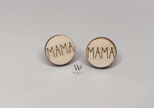 Wooden circle Mama Studs