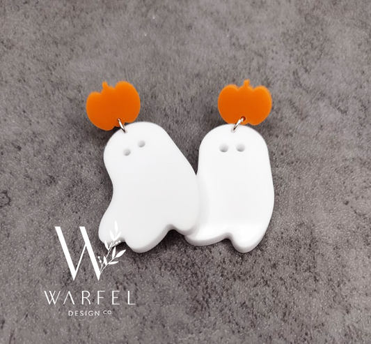 Ghost with Pumpkins Earrings