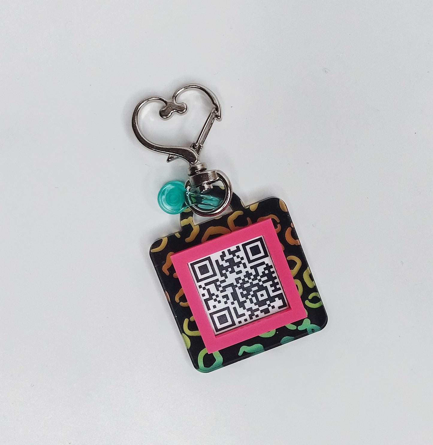 Rainbow Leopard QR keychain