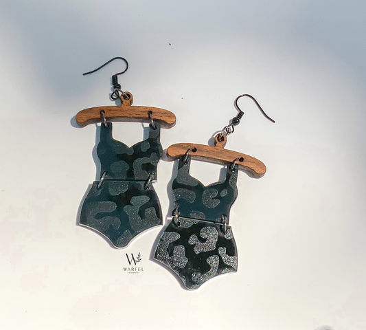 Matte Black Leopard Print Earrings