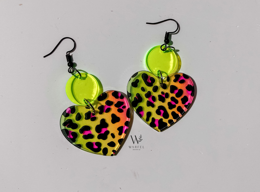 Leopard heart earrings